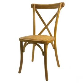 Oak Cross Back Chair with Rattan Seat